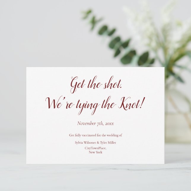 Vaccination Tying the Knot Wedding Save The Date (Standing Front)