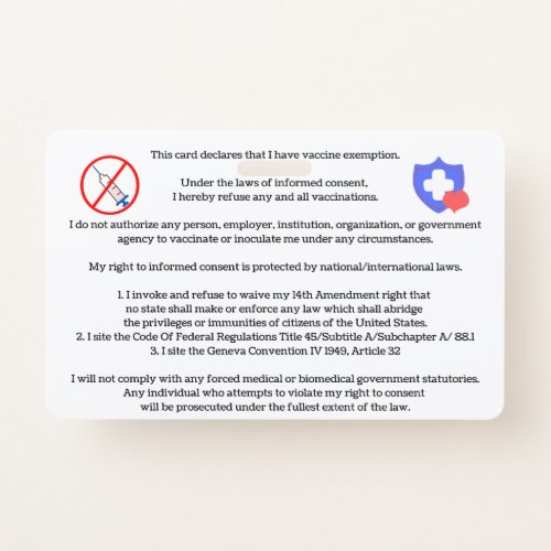 Vaccine Exemption Card Badge