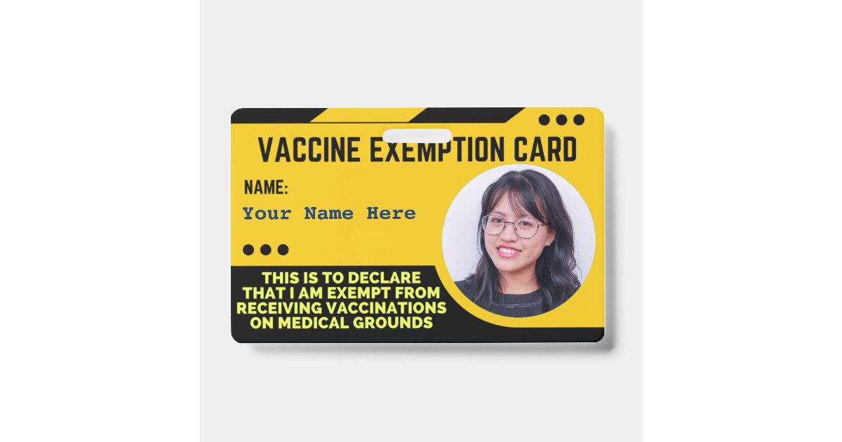 Vaccine Medical Exemption Card ID Badge | Zazzle