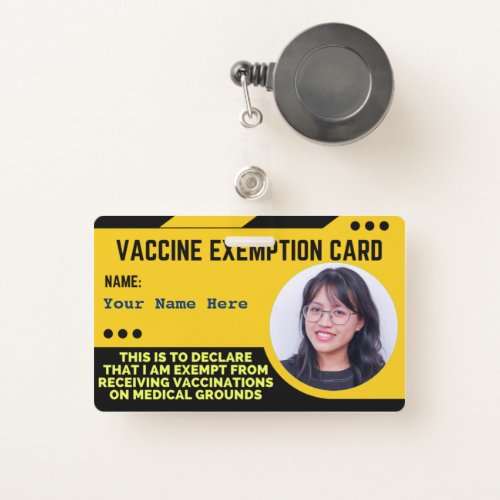 Vaccine Medical Exemption Card ID Badge