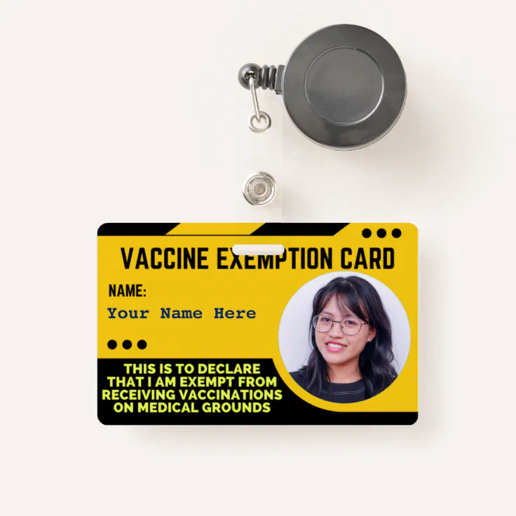 Vaccine Medical Exemption Card ID Badge Zazzle