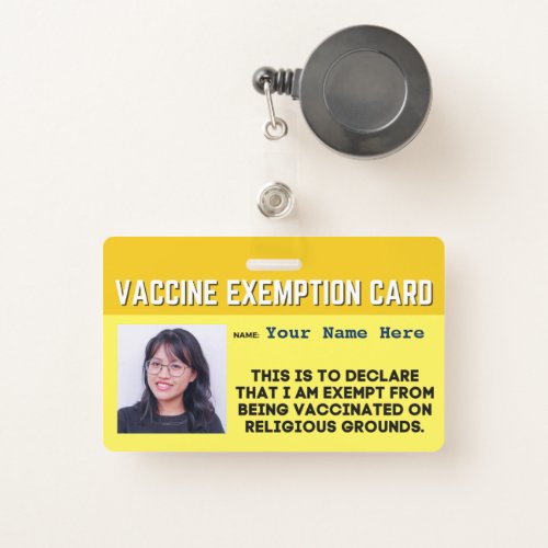 Vaccine Religious Exemption Card ID Badge