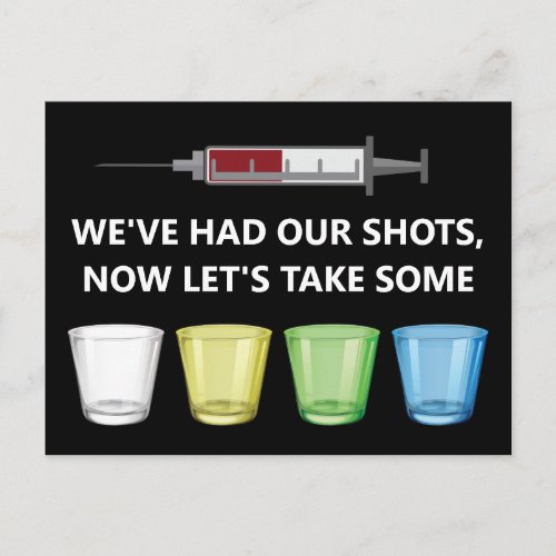 Vaccine Shots Lets Celebrate Funny Party Postcard