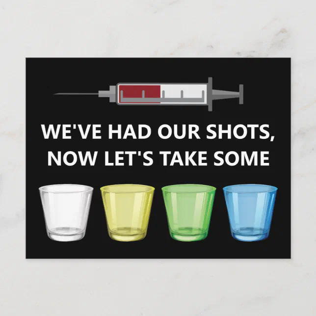 Vaccine Shots Let's Celebrate Funny Party Postcard Zazzle