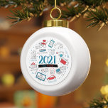 Vaccine Year Pandemic 2021 Commemorative Ceramic Ball Christmas Ornament<br><div class="desc">Cute keepsake and memorabilia Christmas ornament with references to the events of the last 2 years and the main ones being the vaccines and booster shots in 2021. Add your own to this list by clicking the "Personalize" button</div>