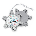 Vaccine Year Pandemic 2021 Commemorative Snowflake Pewter Christmas Ornament<br><div class="desc">Cute keepsake and memorabilia Christmas ornament with references to the events of the last 2 years and the main ones being the vaccines and booster shots in 2021. Add your own to this list by clicking the "Personalize" button</div>
