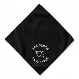 Vaccines save lives black & white hearts cute dog bandana