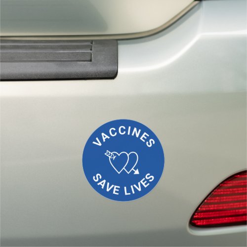 Vaccines save lives blue and white hearts cute  car magnet