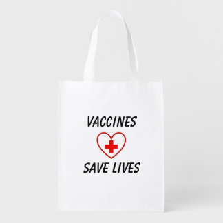 Vaccines save lives grocery bag