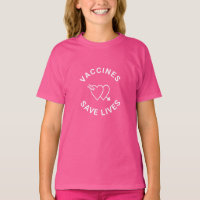 Vaccines save lives pink white hearts cute kids