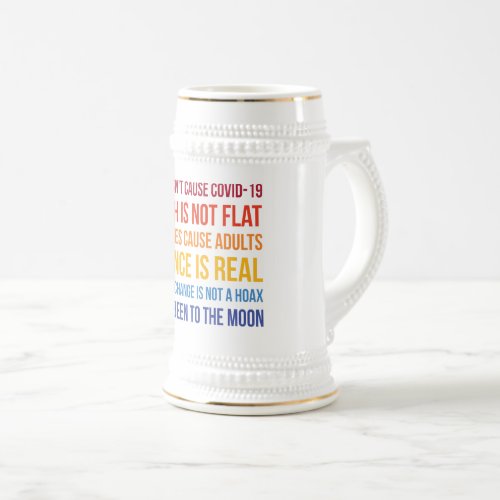 Vaccines Science Climate Change Is Real 5G Covid Beer Stein