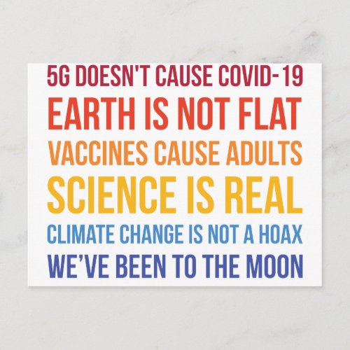 Vaccines Science Climate Change Is Real 5G Covid Postcard