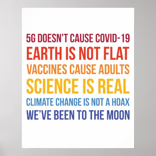 Vaccines Science Climate Change Is Real 5G Covid Poster