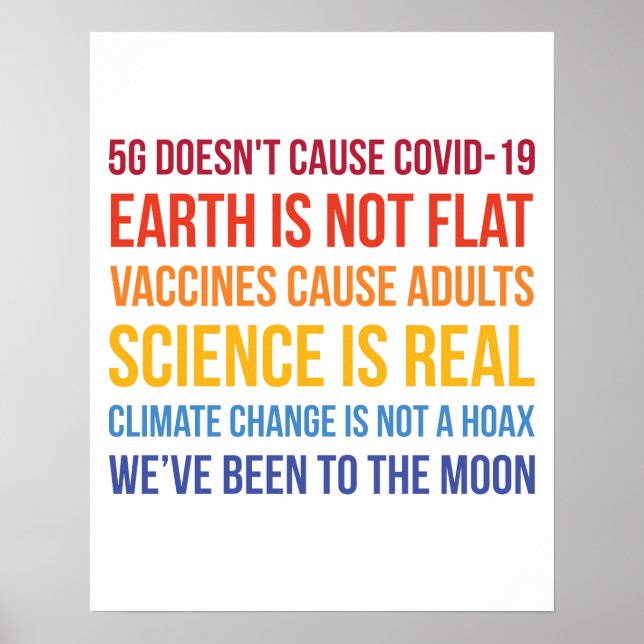 Vaccines Science Climate Change Is Real 5G Covid Poster (Front)