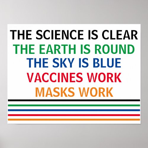 Vaccines Work Masks Work Science is Clear Real Poster