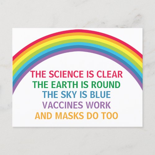 Vaccines Work Wear a Mask Rainbow Science Quote Postcard