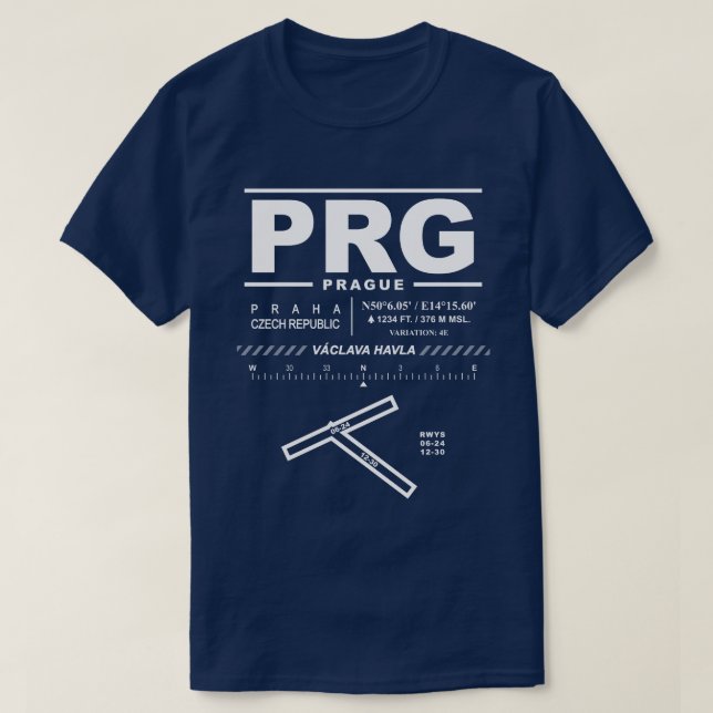 Václav Havel Airport Prague PRG T-Shirt (Design Front)