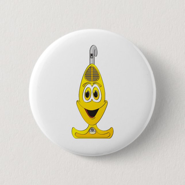 Vacuum Cartoon Yellow Pinback Button (Front)