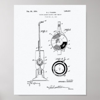 Vacuum Cleaner 1924 Patent Art White Paper Poster