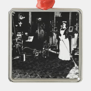 Vacuum Cleaner at Work Metal Ornament