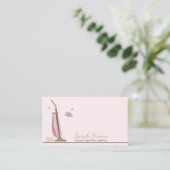 Vacuum Cleaner Blush Pink House Cleaning Services Business Card (Standing Front)