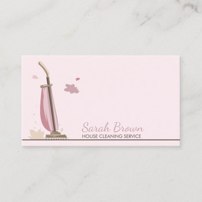 Vacuum Cleaner Blush Pink House Cleaning Services Business Card