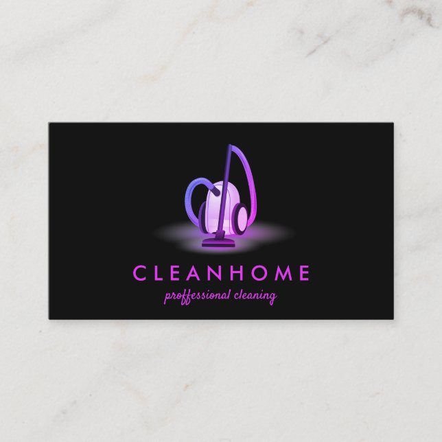 Vacuum Cleaner Neon Business Card (Front)