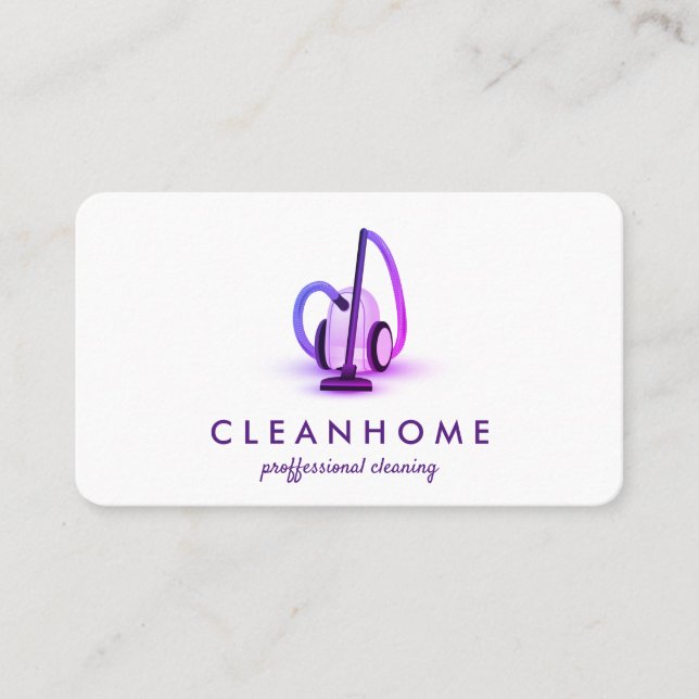 Vacuum cleaner purple Home Cleaning House Keeping Business Card (Front)