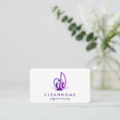 Vacuum cleaner purple Home Cleaning House Keeping Business Card (Standing Front)