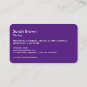 Vacuum cleaner purple Home Cleaning House Keeping Business Card (Back)
