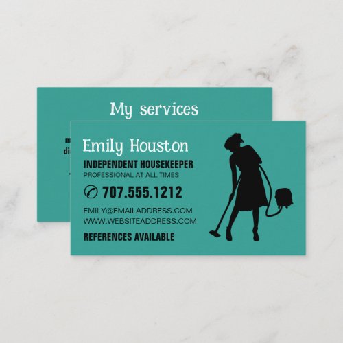 Vacuum Cleaner Silhouette Housekeeper Maid Business Card