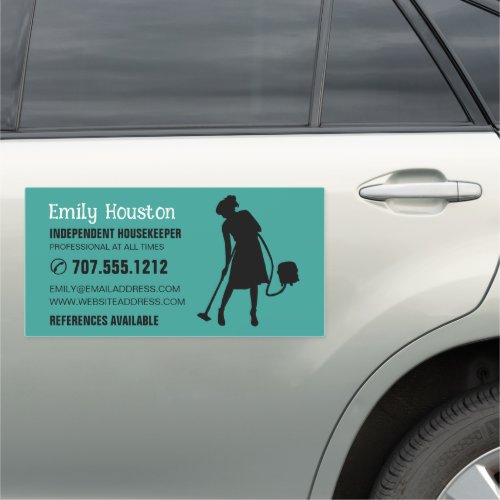 Vacuum Cleaner Silhouette Housekeeper Maid Car Magnet