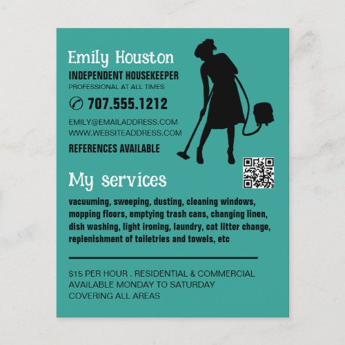 Vacuum Cleaner Silhouette Housekeeper Maid Flyer