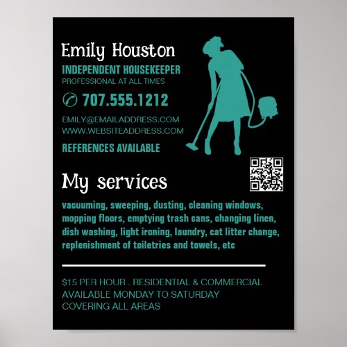 Vacuum Cleaner Silhouette Housekeeper Maid Poster