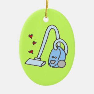 Vacuum Cleaner with Hearts Ceramic Ornament