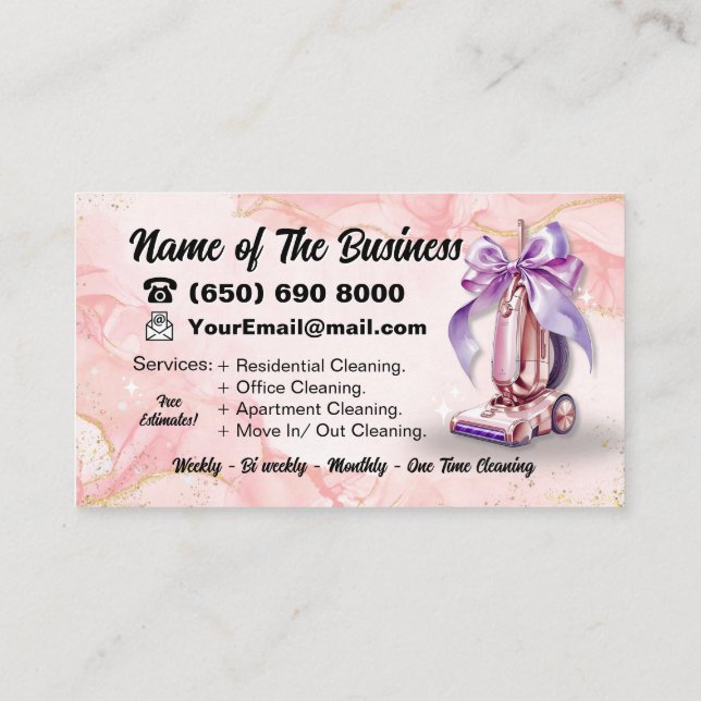 Vacuum Cleaners Business card Cleaning Services (Back)