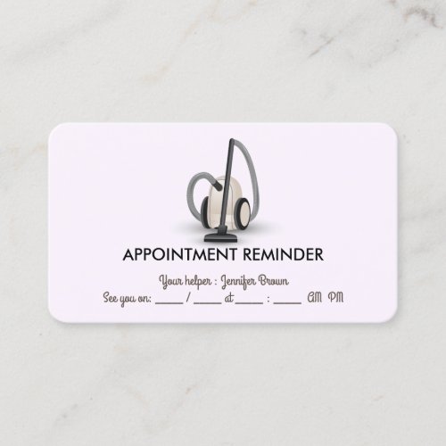 Vacuum House Cleaning Appointment Reminder Business Card