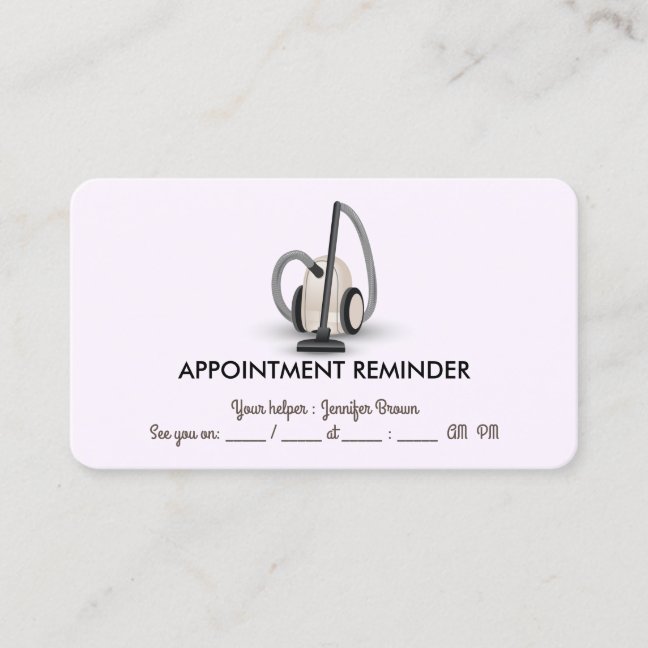 Vacuum House Cleaning Appointment Reminder Business Card