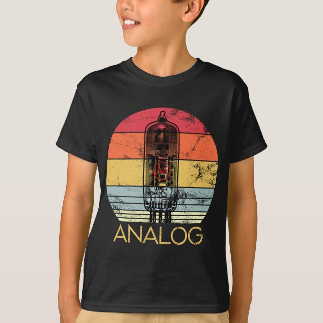 Vacuum Tube, Retro Analog Audio, Valve Amp, Hi Fi  T-Shirt (Front)