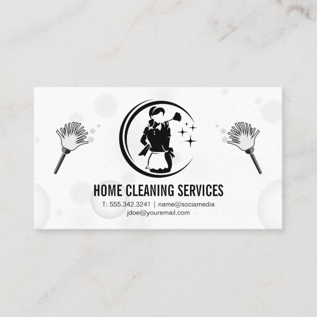 Vacuums and Dusters | Cleaner Maid Logo Business Card (Front)