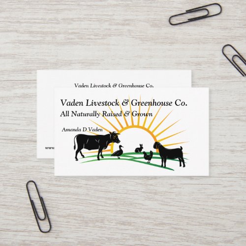 Vaden Livestock Business Card