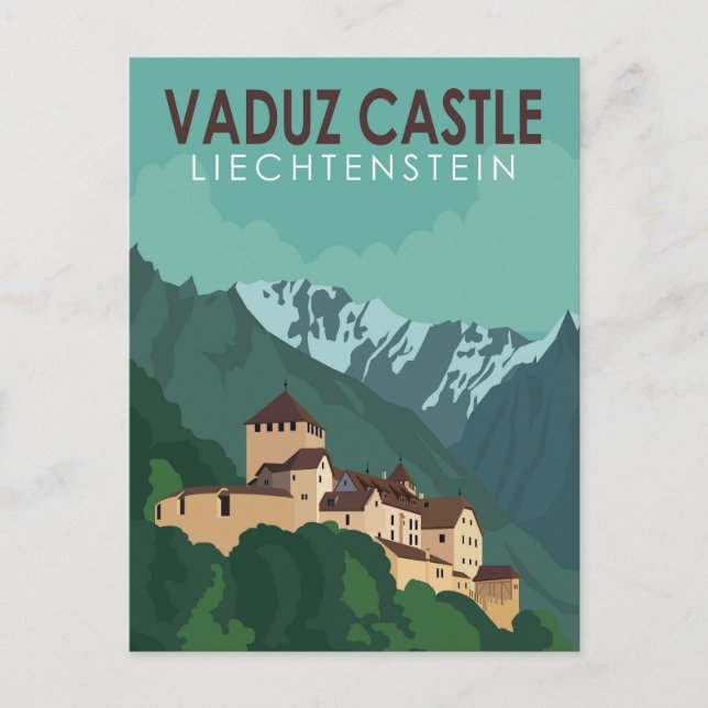 Vaduz Castle Liechtenstein Travel Vintage Art Postcard (Front)