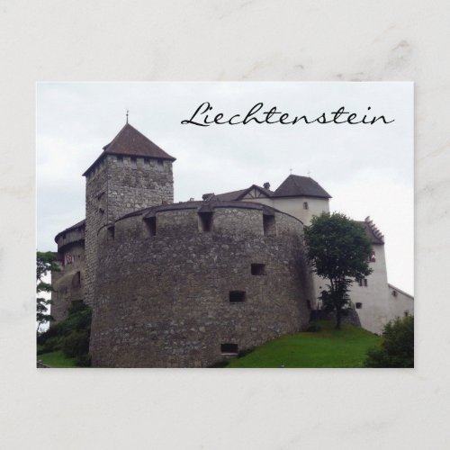 vaduz castle round postcard