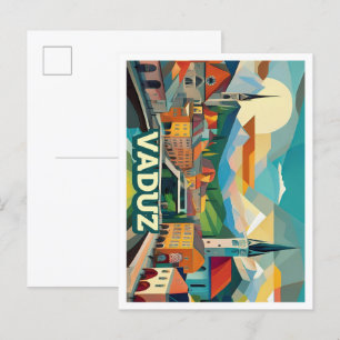Vaduz Liechtenstein Travel artistic colorful Postcard