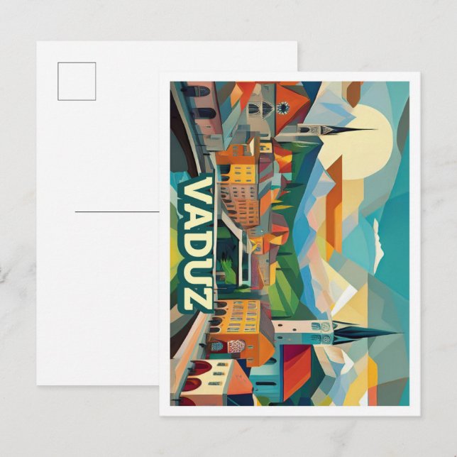Vaduz Liechtenstein Travel artistic colorful Postcard (Front/Back)