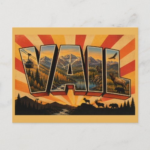 Vail Colorado Alpine Valley Mountain Art Postcard