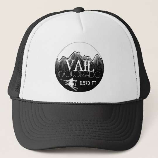 Vail Colorado black white ski mountain hat