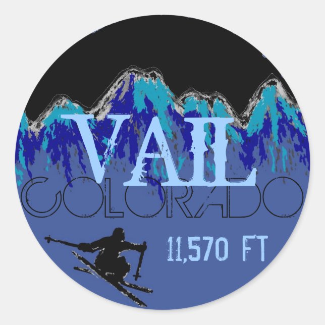 Vail Colorado blue mountain ski stickers (Front)