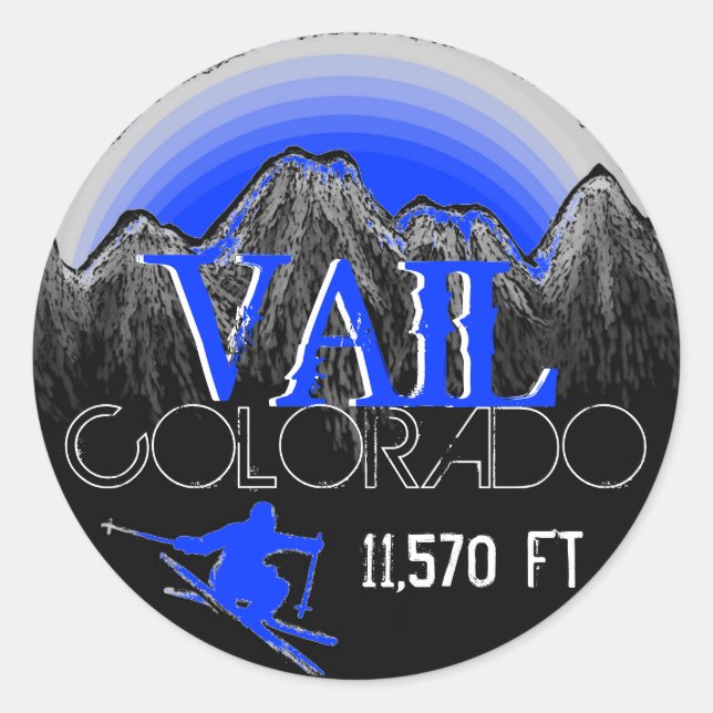 Vail Colorado blue ski mountain stickers (Front)