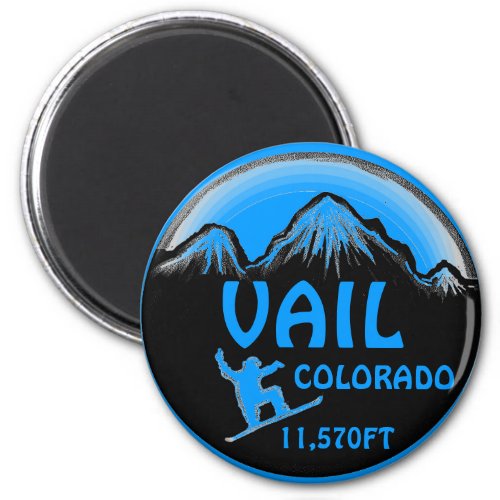 Vail Colorado blue snowboard art magnet